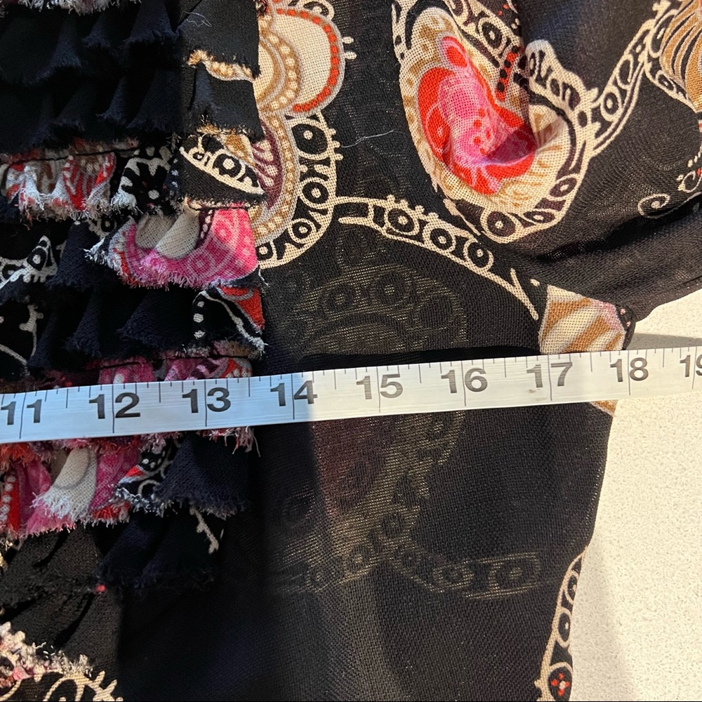 Trina Turk Ruffle Blouse Silk Wool Victorian Top Career R - Picture 9 of 11